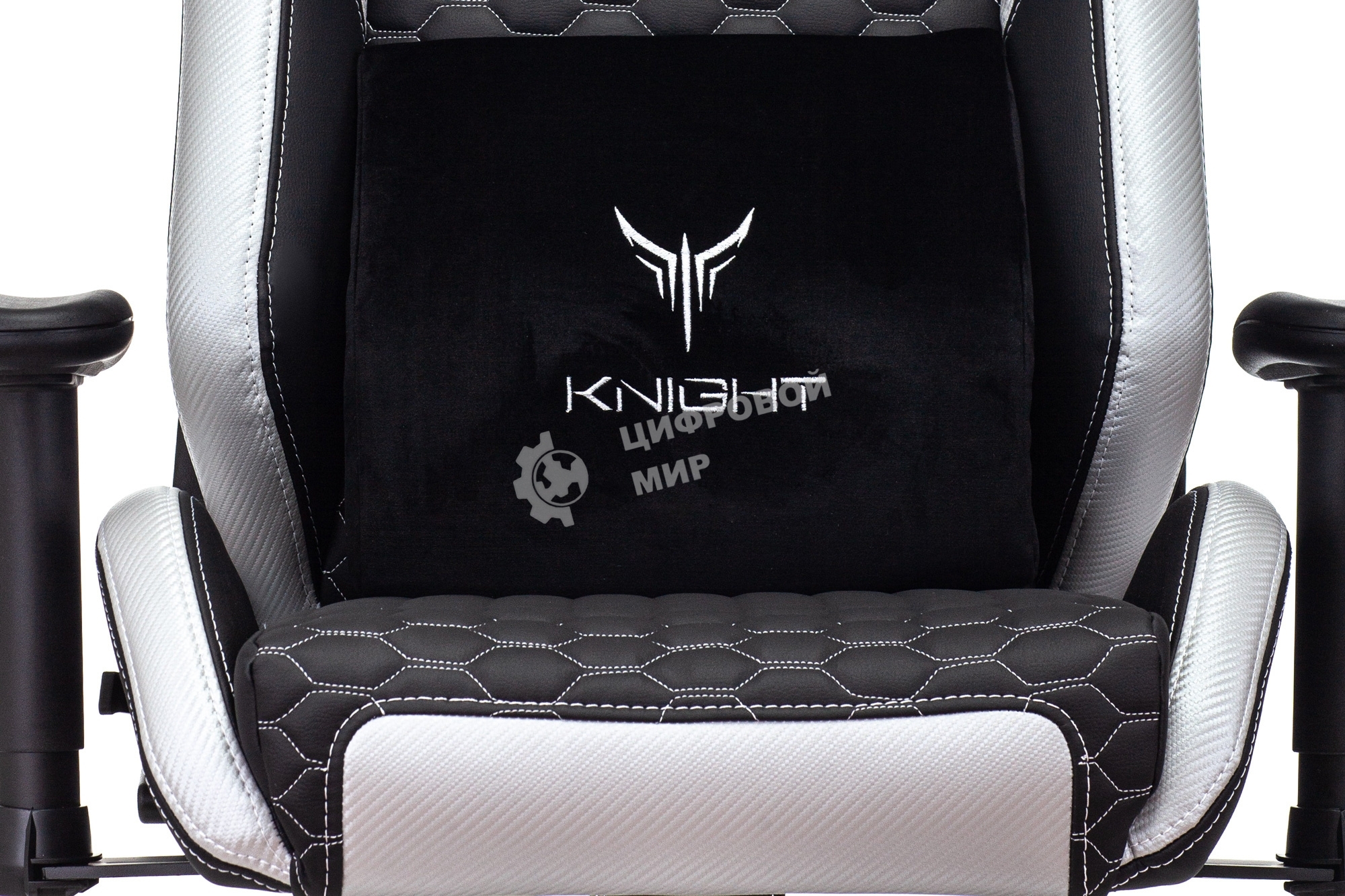 Кресло игровое Knight Neon черный/серебряный соты эко.кожа с подголов. крестовина металл