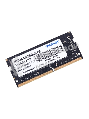 Оперативная память Patriot Signature, DDR4, 4GB (1x4 GB), 2400 MHz, CL17, SO-DIMM