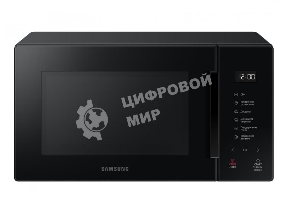 Микроволновая печь Samsung MS23T5018AK/BW черный, 23 л, 800 Вт, переключатели - сенсор