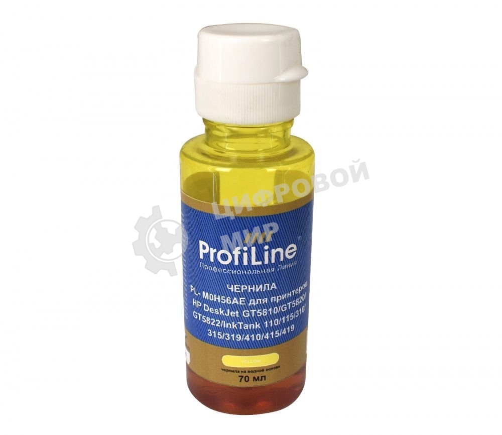 Чернила ProfiLine PL-M0H56AE (GT52) для принтеров HP DeskJet GT5810/GT5820/GT5822/InkTank 110/115/310/315/319/410/415/418 на водной основе Yellow 70 мл