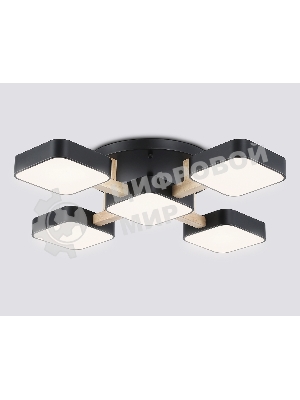 Светильник Ambrella light FL4883/5 BK/WD черный/дерево 90W 3000-6000K 675*675*110 (без ПДУ)