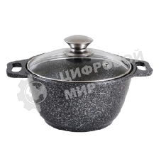 КУКМОР КМТ32а 3,0 л. Кастрюля литая 3,0 л стеклянная крышка. Темный мрамор.