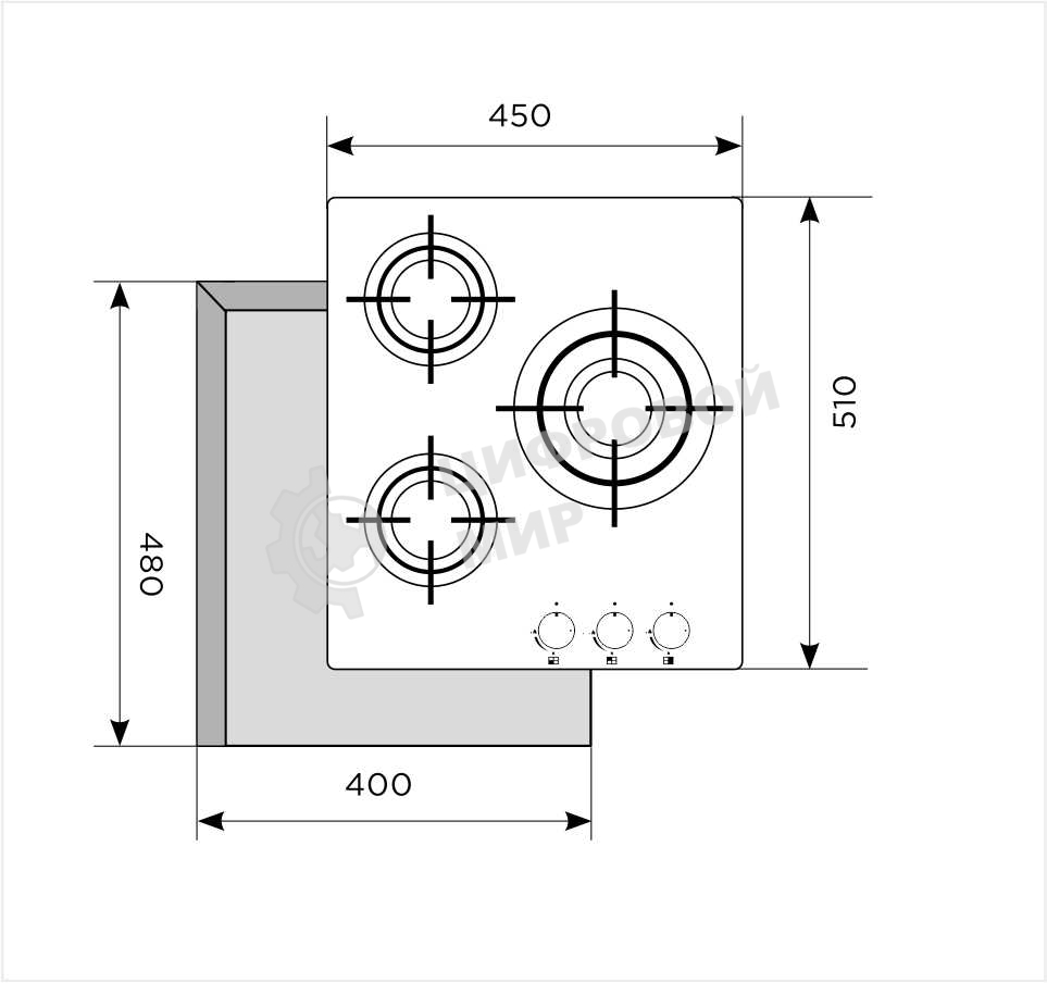 Газовая варочная панель LEX GVG 430 BL3 конфорки газ-контроль электроподжиг