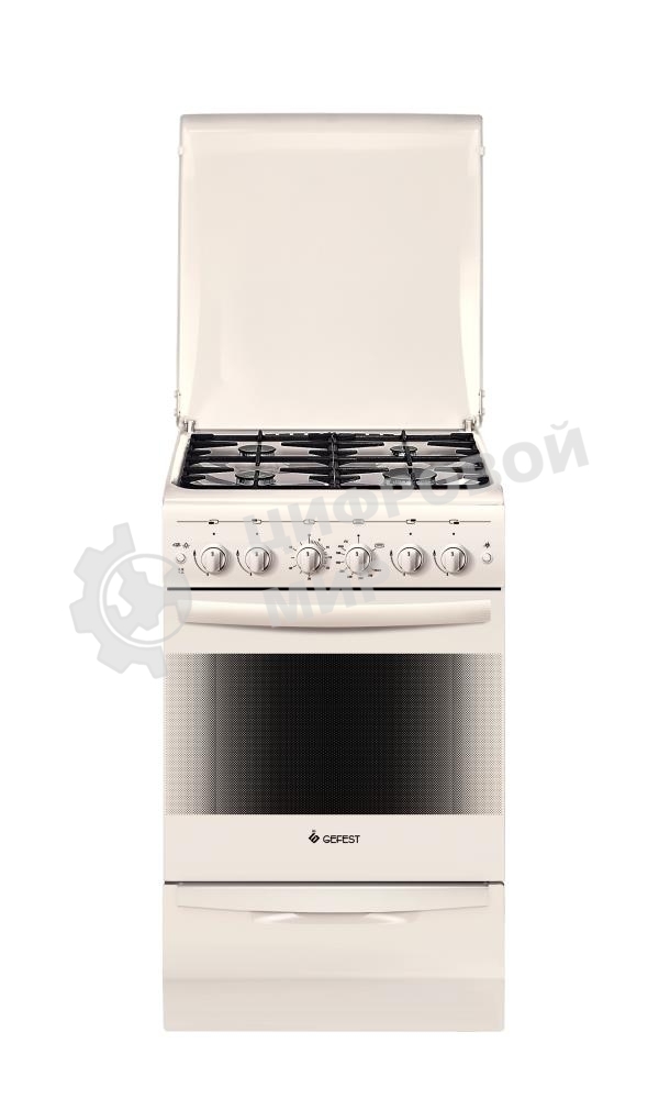 Плита газовая Gefest ПГ 5100-02 0167 бежевый, конфорок 4 шт, духовка 52 л, 50 см x 85 см x 58.5 см