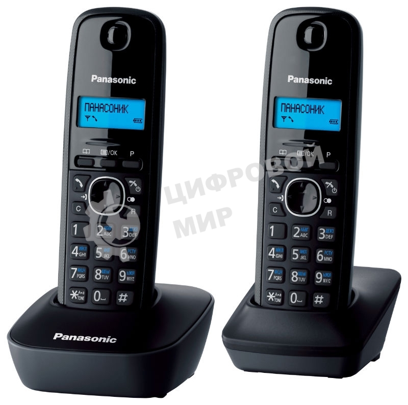 Телефон беспроводной (DECT) Panasonic KX-TG1612RUH (серый) Доп трубка в комплекте,АОН, Caller ID,12 мелодий звонка,поиск трубки