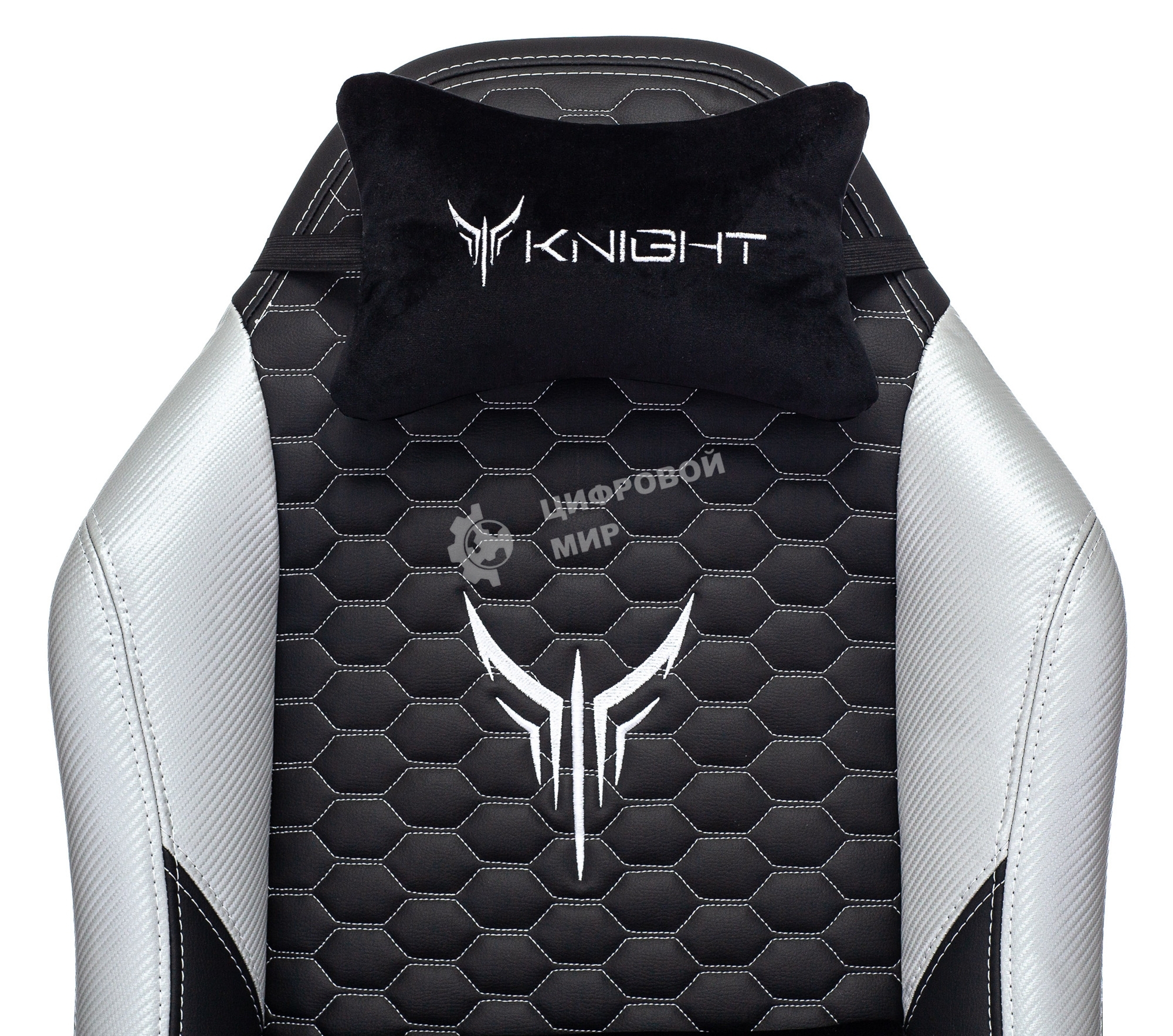 Кресло игровое Knight Neon черный/серебряный соты эко.кожа с подголов. крестовина металл