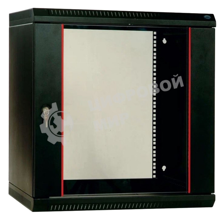 Шкаф телеком. настенный разборный 15U (600х350) дверь стекло, черный (ШРН-Э-15.350-9005)