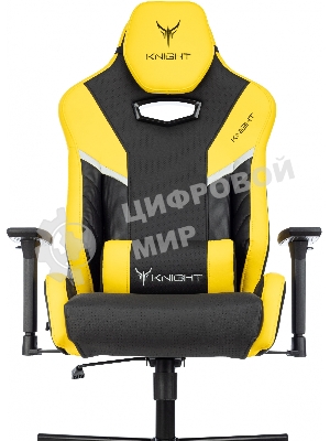 Кресло игровое Knight Thunder 5X черный/желтый эко.кожа крестов. металл