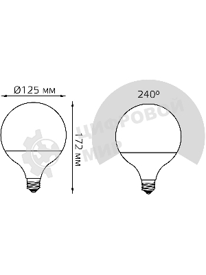 Лампа светодиодная Led G125 E27 22Вт 3000К Gauss 105102122