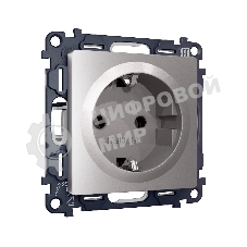 Комплект механизма электрической розетки ALFA Сталь матовый с/з на винтовых зажимах QUANT (AP5060, VM141) MA506010