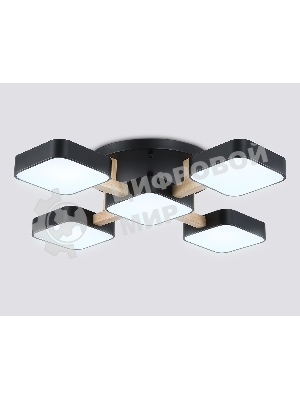 Светильник Ambrella light FL4883/5 BK/WD черный/дерево 90W 3000-6000K 675*675*110 (без ПДУ)