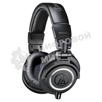Гарнитура проводная AUDIO-TECHNICA ATH-M50X Black мониторные,закрытые,диаметр 45мм,част 15-28000Гц,макс. входн мощность 1600мВт,импеданс 38Ом,чувствительность 99дБ,два кабеля в комплекте: витой и прямой, черный