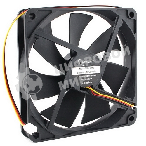 Вентилятор Gembird D14025HM-3 140x140x25, гидродинамический, 3 pin, провод 40 см 80