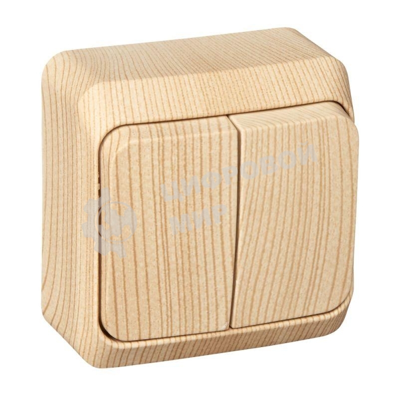 Выключатель 2-кл. ОП Этюд Дача 10А IP20 сосна SchE BA10-002D