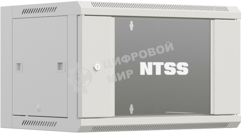 Шкаф коммутационный NTSS Премиум (NTSS-W12U6045GS-2) настенный 12U 600x450 мм пер. дв. стекл 60 кг серый IP20 сталь