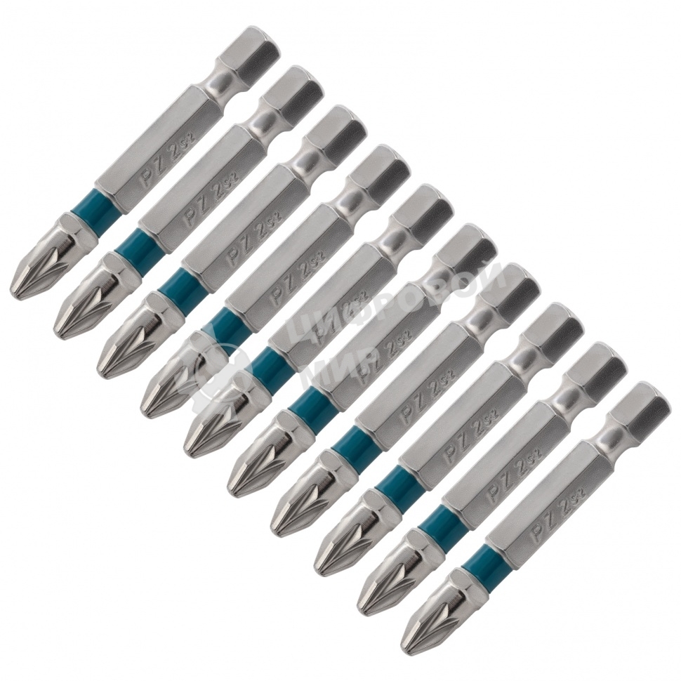 Набор бит Gross PZ2х50, сталь S2, 10 шт.