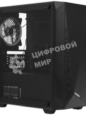 Компьютерный корпус Minitower ExeGate Mistery R2-NPX600 (mATX, БП 600NPX с вент. 12 см, 2*USB+1*USB 3.0, аудио, черный, 1 вент. 12см с RGb подсветкой и полоса на передней панели, боковая панель - закаленное стекло)