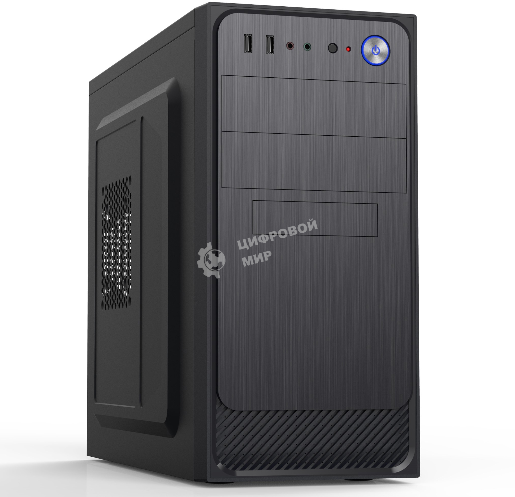 Компьютерный корпус с блоком питания Foxline 450Вт. Сase Forza mATX, 450W, 2xUSB 2.0, Black, w/o FAN, 12 см fan PSU, power cord