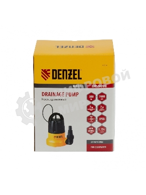 Дренажный насос DP500E, 500 Вт, подъем 7 м, 7000 л/ч Denzel