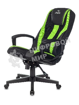 Кресло Бюрократ Zombie 9 черный/салатовый, экокожа, 120 кг, механизм качания