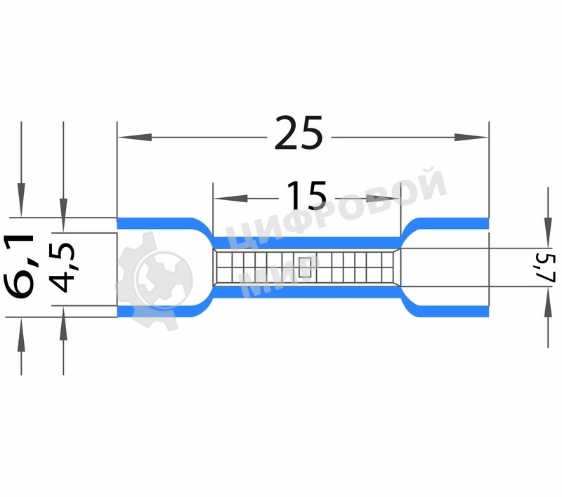Соединительная гильза изолированная Rexant L-26 мм 1.5-2.5 мм² (ГСИ 2.5/ГСИ 1,5-2,5) синяя