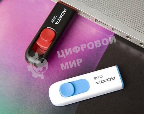 Флешка USB ADATA С008 (AC008-32G-RKD), 32Gb, USB 2.0, R/W 15/5, черный/красный