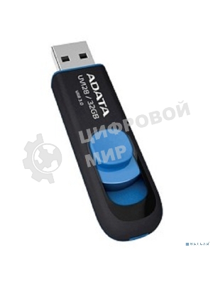 Флешка USB ADATA UV128 (AUV128-32G-RBE), 32Gb, USB 3.0, R/W 100/30, черный/синий