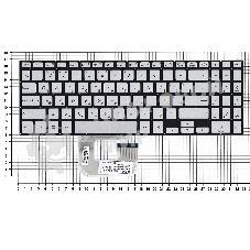 Клавиатура для ноутбука Asus UX561UA Q505UA серебристая без рамки, с подсветкой