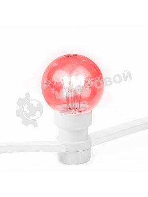 Гирлянда Neon-night LED Galaxy Bulb String 10м, белый каучук, 25 лампx6 LED красный, влагостойкая IP65