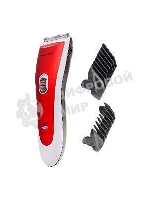 Набор для стрижки Galaxy Line GL 4157, красный с белым, лезвие шириной 40 мм, 45 мин непрер. работы, 2 насадки-расчески, лезвия из высококачественной японской нержавеющей стали, индикатор работы и заряда, эргономичный дизайн
