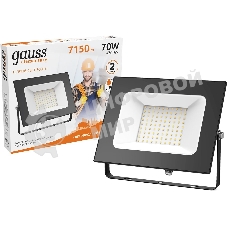 Прожектор светодиодный GAUSS 613527170 LED 70W 4450lm IP65 3000К черный 1/24
