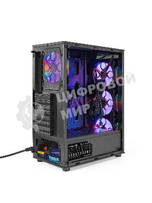 Компьютерный корпус Miditower ExeGate i3 BASE-EVO800 (ATX, БП EVO800RGb с вент. 12 см, с окном, 1хUSB+1хUSB 3.0, аудио, 4 вент. 12см с RGb подсветкой)