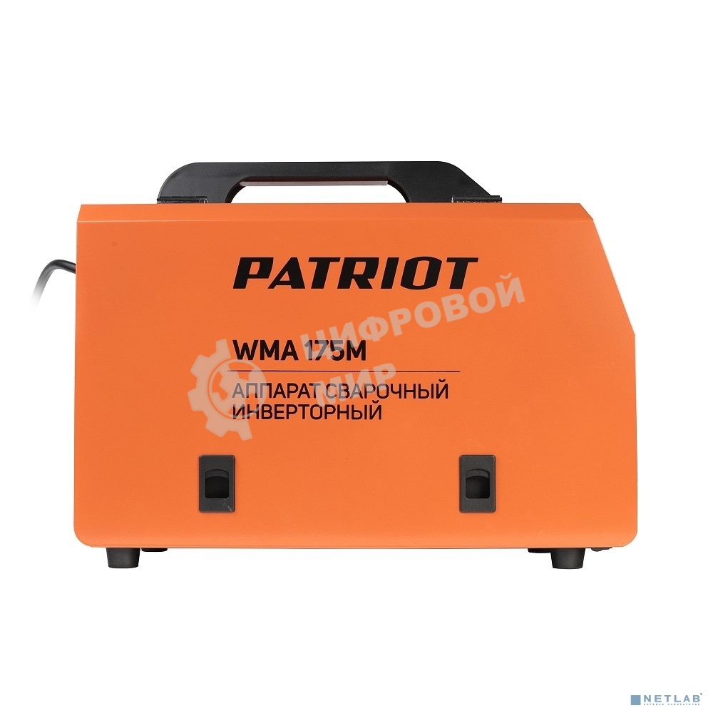 Полуавтомат сварочный инверторный PATRIOT WMA 175M MIG/MAG/MMA, полуавтоматическая сварка в среде газа (MIG/MAG) стальной и флюсовой проволокой 0.6/0.8 мм, сварка электродом (MMA) до 4мм, сварочный ток в режиме MIG: 40-170А; сварочный ток в режиме MMA: 40