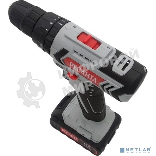 Дрель-шуруповерт аккумуляторная Ресанта ДА-18-2ЛК-У 75/14/6, Аккумуляторная, 18В, 2 АКБ, Ударная, Кейс