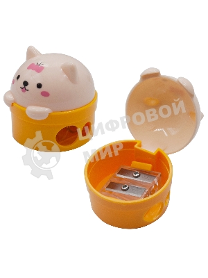 Точилка для карандашей ручная Silwerhof Cute Солнечная коллекция, 2 отверстия, пластик, ассорти, коробка