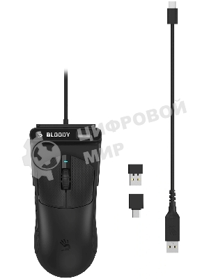 Мышь беспроводная/проводная A4tech Bloody R77UltraDock черный, 20000 dpi, USB Type-A, радиоканал, кнопки - 5