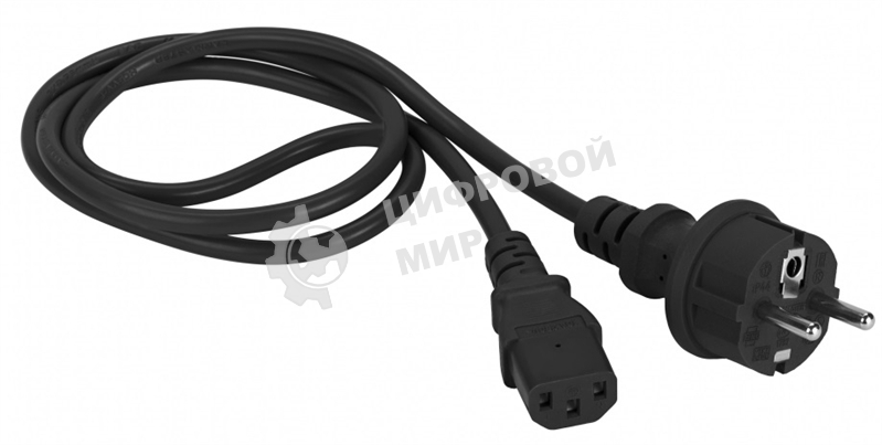 Шнур питания Lanmaster C13-Schuko прямая, 3х0.75, 220В, 10А, черный, 5 метров