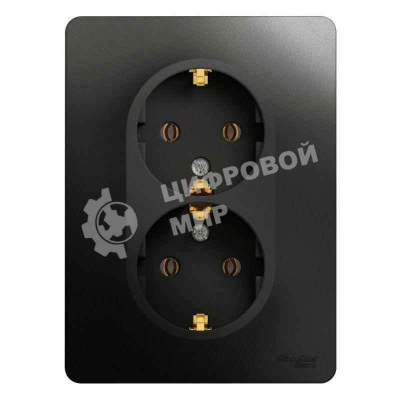 Розетка 2-м Glossa 16А с заземл. в сборе антрацит SchE GSL000724