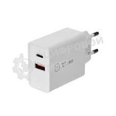 Сетевое зарядное устройство Rexant Type-C + USB 3.0 с Quick charge, белый