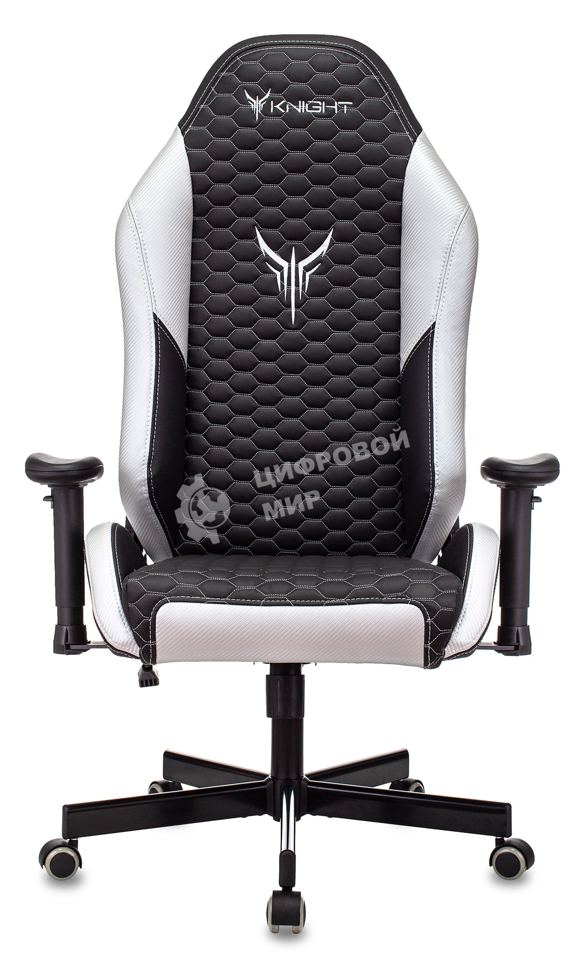 Кресло игровое Knight Neon черный/серебряный соты эко.кожа с подголов. крестовина металл