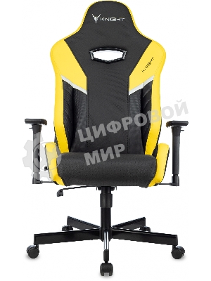 Кресло игровое Knight Thunder 5X черный/желтый эко.кожа крестов. металл