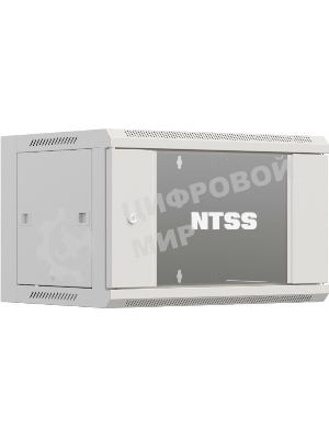 Шкаф коммутационный NTSS Премиум (NTSS-W15U6045GS-2) настенный 15U 600x450мм пер.дв.стекл 60кг серый IP20 сталь