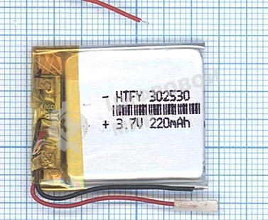 Аккумулятор Li-Pol (батарея) 3x25x30мм 2pin 3.7V/220mAh