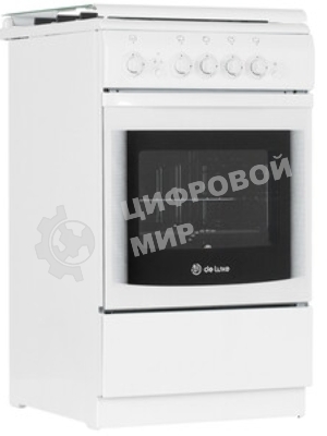 Плита газовая De Luxe 506040.04Г (КР) ЧР белый, конфорок 4 газовых, духовка 60 л, 50 см x 85 см x 60 см