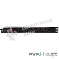 Аксессуар 5bites Блок розеток PDU819P-01 8S, PVC, SWITCH, 1U, 19