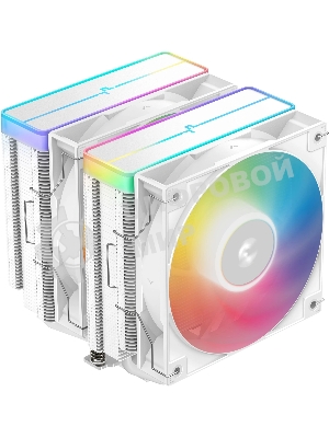 Кулер для процессора DEEPCOOL AG620 WH ARGb V2 LGA20XX/1700/1200/115X/AM5/AM4 (9шт/кор, TDP 260W, PWM, ARGb DUAL Fan 120мм, 6 тепл. трубок, белый) RET