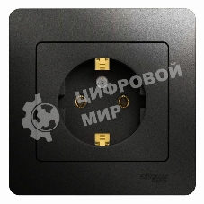 Розетка 1-м Glossa 16А в сборе с заземл. в сборе антрацит SchE GSL000742