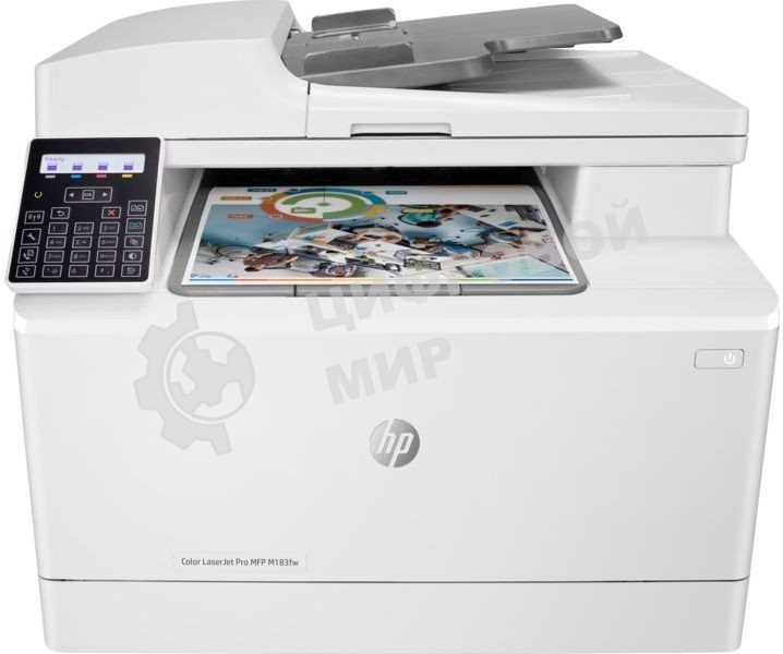 МФУ лазерное HP Color LaserJet Pro M183fw (7KW56A), A4, цветной, печ. до 16 стр/мин., скан. до 15 стр/мин. (ч/б) 8 стр/мин. (цвет), 600 x 600 dpi (печать) 1200x1200dpi (скан.), USB, RJ-45, Wi-Fi, Air Print, Mopria
