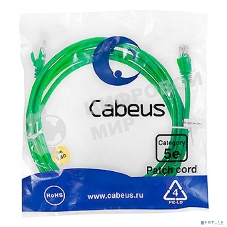 Патч-корд Cabeus, кат. 5е, неэкр., U/UTP, RJ45/RJ45, PVC, AWG24, 3м, зеленый