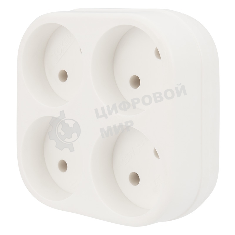 Четверник электрический Rexant 6А без заземления, белый